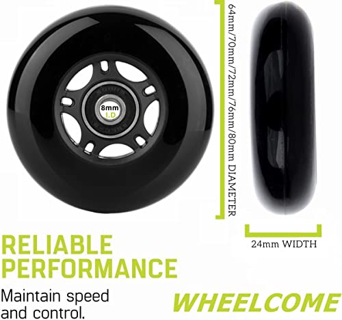 WHEELCOME Inline Skate Wheels with Bearings