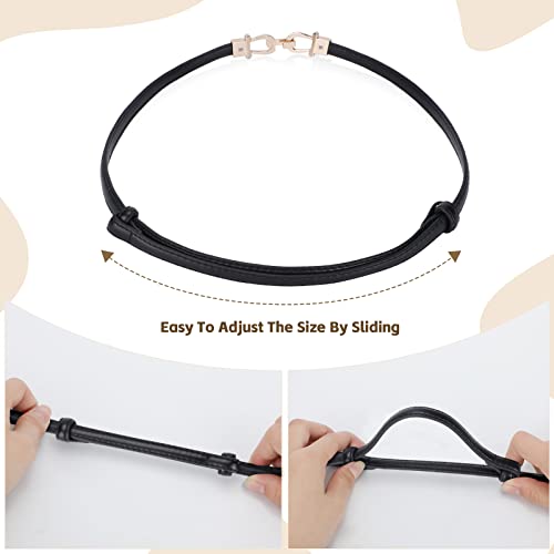 JASGOOD Leather Skinny Women Belt Ladies Thin Waist Belts Plus Size Adjustable for Jeans Pants Dresses with Metal Buckle - Thumbnail 5