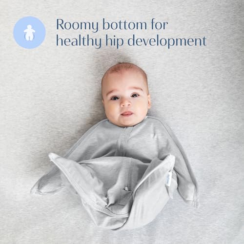Image of SleepingBaby Zipadee-Zip Transition Swaddle - Cozy Baby Swaddling Blanket with Zipper Convenience - Roomy Wearable Blanket for Easy Diaper Changes - 6-12 Month - Recharge Silver Heather