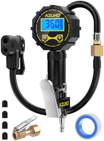 Presta Valve Adaptor with Pressure Gauge, 200psi Dual-Port Schrader & Presta Valve Pump, Bike Tire Inflator for Air Compressor, Can Check, Inflate, Deflate for Bicycles, Motorcycles, Cars