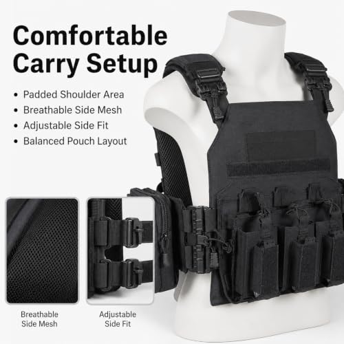 Chaleco de Pecho Airsoft con Bolsa Trasera de Carga Utilidades 6