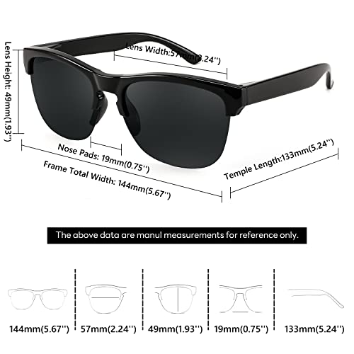 FEISEDY Polarized Sunglasses for Men Women Classic Semi-Rimless Frame Driving Fishing Sun Glasses UV Protection B91053