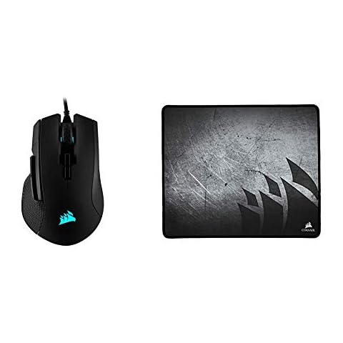 Corsair Ironclaw RGB Optisch FPS/MOBA Gaming Maus Schwarz & MM300 Gaming Mauspad grau/schwarz Cover