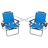 Oasis Backpack Fishing Chair - 2 Pack Portable Folding Ultra Light Chair with Padded Carrying Straps & Padded Lumbar Support Bar- All Aluminum Fishing Chair with Cup & Fishing Rod Holder - US Patented