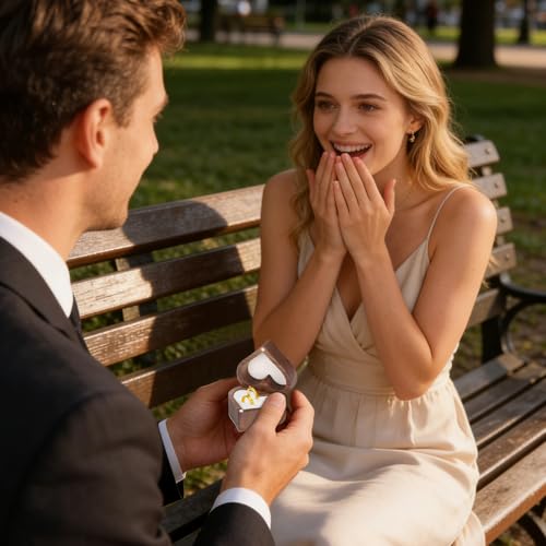 Estuche de terciopelo para joyas con amortiguación premium y diseño de corazón para anillos 5