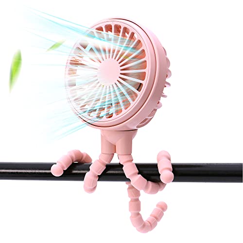Image of LAT Stroller Fan Flexible Tripod Clip On Fan,Portable Fan Car Seat Baby Fan with Flexible Tripod (Pink)