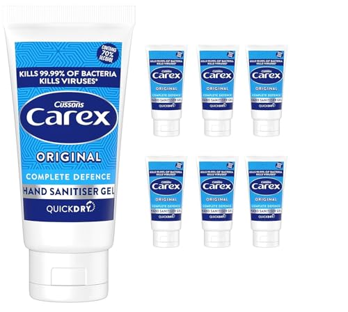 Hand Sanitiser Gel 50ml Pack of 6 Travel Bottles | 70% Alcohol Antibacterial Hand Gel | Fast-Drying Pocket Hand Cleaner for Home Work Car School & Travel - Bulk Pack of 6
