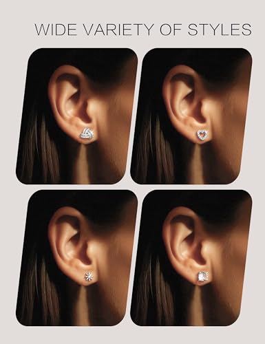 YADOCA 4 Pairs 925 Sterling Silver Flat Back Stud Earrings for Women — view 2