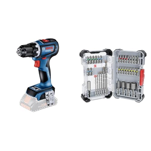Bosch Professional 18V System Akku Bohrschrauber GSR 18V-90 C (ohne Akku/Ladegerät) + 35x Extra Hard Schrauberbit‑ und CYL-3 Bohrer-Set, 35‑tlg. (197 x 110,5 mm, Professional Zubehör)