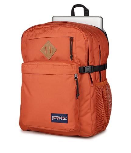 Image of JanSport Main Campus Backpack - Travel or Work Backpack with 15-Inch Laptop Sleeve and Dual Water Bottle Pockets, Dune Red