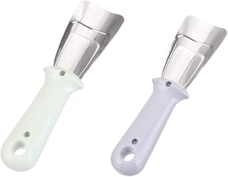 2 Pieces Refrigerator Shovel Stainless Steel Ice Shovel Portable Fridge Defrosting Shovel With Handle for Deicing Fridges and Freezers(Green and Grey)