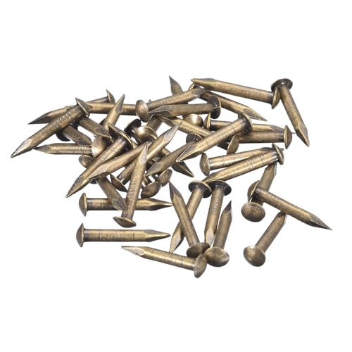 QUARKZMAN 40pcs Pequeños Clavos Dorados, 15x2mm(L*D) Clavos Dorados de Cabeza Redonda de Latón Clavos de Hardware para Madera Muebles Manualidades Bricolaje Marco de Fotos, Tono de Bronce