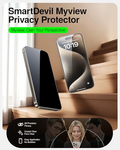 Image of SMARTDEVIL 2 Pack Tempered Glass for iPhone 15 Pro Privacy Screen Protector | Military-Grade Shatterproof Protection, 9H Hardness, Anti-Spy Privacy Film, Fast & Easy Installation, Case Friendly Design