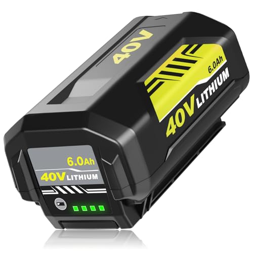 1Pack 40V 6000mAh OP40601 Replacement for Ryobi 40V Battery 6.0Ah Comaptible with Ryobi 40 Volt Battery Lithium OP40261 OP4030 OP4040 OP4050 OP40602 Compatible with 40Volt Cordless Power Tools(Yellow)