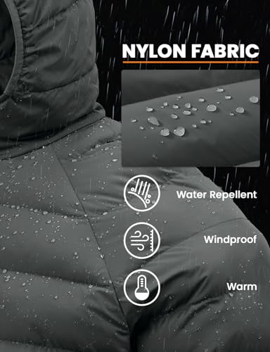 TBMPOY Men's Puffer Jacket Lightweight Hooded Winter Warm Insulated Water-Resistant Coat for Ski Casual Travel4