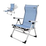 Caravan Sports Ergo+ Patio Folding Chair Blue, Flip Out Footrest, 300 LBS Weight Capacity, 7 Recline Positions