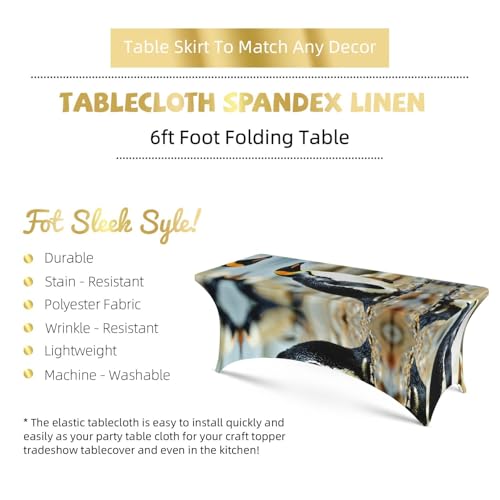 Nappe pingouin 1,8m extensible en élasthanne lavable pour table de buffet - 6