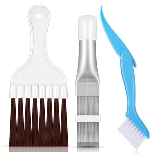 MagiSel Klimaanlage Reinigungswerkzeug, 3 Stück Metall Bürsten, Reinigung für Klimaanlage, Kühlgerät, Lamellen, Spiralen, Verdampfer, Kondensator, Weiß, Nylon oder Kunststoff Borsten