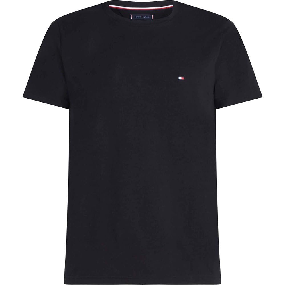 Tommy Hilfiger Herren T-Shirt Kurzarm Core Stretch Slim Fit, Schwarz (Black), L