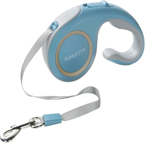 人間工学 愛犬用伸縮リード 巻き取り式 小型中型大型犬用 訓練/ロングリード ペット用品 荷重15kg 通気性 調節可能 (ブルー,5m)