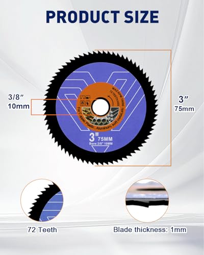 Image of 3-Inch HSS Circular Saw Blade Set - 4-Piece Cutting Discs for Soft Metal Copper Aluminium Wood Plastic - Compatible with Angle Grinders and Circular Saws with a 3 /8 inch (10mm) Arbor