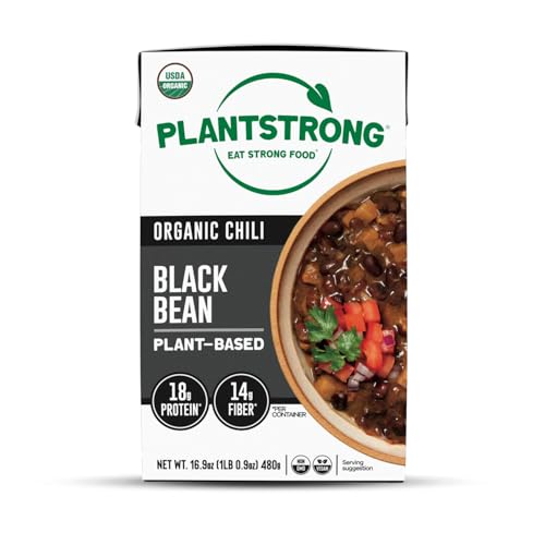 PLANTSTRONG Black Bean Chili Soup - Organic, Plant-Based, Non-GMO, Vegan, High Protein Chili Soup