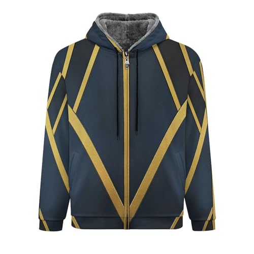 Manteau bleu doré à géométrie symétrique et veste d'hiver homme polaire