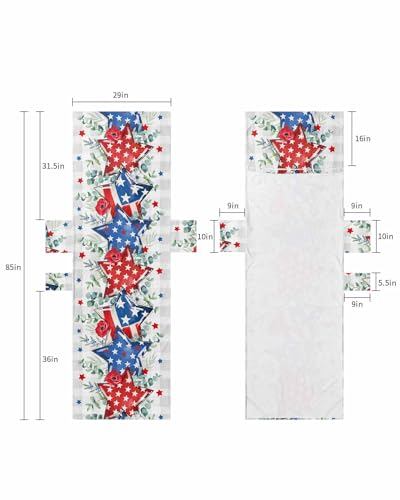 Grey Plaid 4th of July Beach Lounge Chair Towel Cover, Soft Chaise Lounge Towel with Side Pockets Patio Pool Chairs Cover for Beach/Pool Sunbathing 29x85 Red Blue Star Eucalyptus Leaves