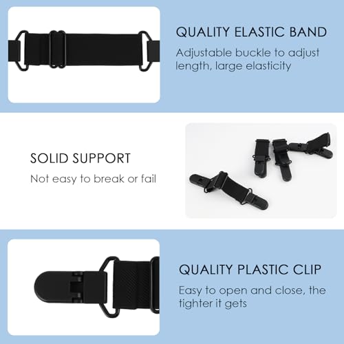RJLCTH 4 Pcs Adjustable Motorcycle Boot Straps, Black Cowboy Boot Straps with Clips for Jeans, Mules Clogs Footbed Cork Platform Slipper Suede Leather Mules Shoes Potato Boot Sandals