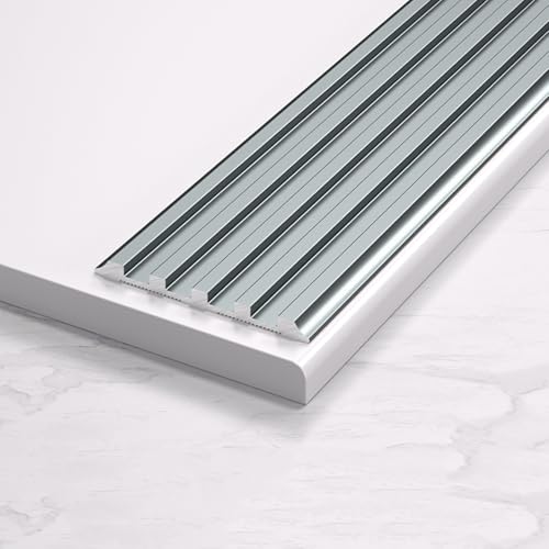 Protector de aluminio antideslizante para escaleras, borde duradero con respaldo adhesivo, fácil de instalar, perfil resistente al óxido para escaleras interiores