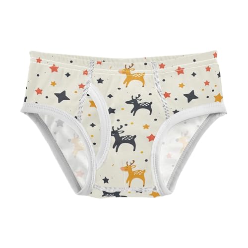 visesunny Boys Cotton Underwear Cartoon Sketch Deer Star Printed Toddler Soft Training Briefs Size 2T-8Y for Kids