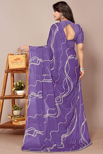 Image of MIRCHI FASHION Women's Ready to Wear 1 Minute Drape Chiffon Printed Saree with Blouse Piece