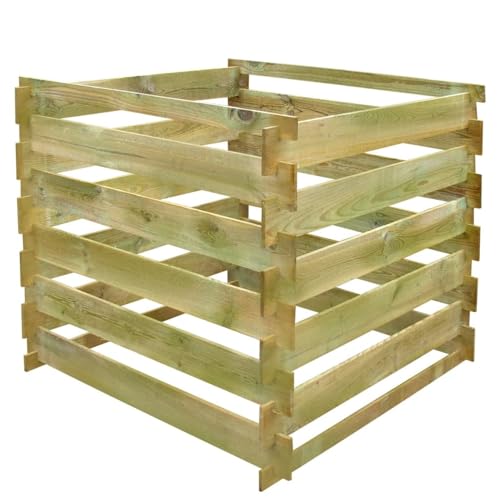Cinyiqo Compostador de Listones Cuadrado de Madera 0,54 m3, Compostadora Organica Jardin, Vermicompostador, Composteras Huerto, Compostera Domestica