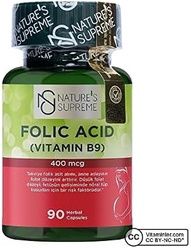 Natures Supreme Folic Acid 400 Mcg 90 Capsule AROMA-FREE Color