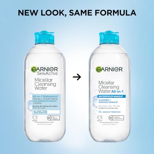 Garnier SkinActive Micellar Water For Waterproof Makeup, Facial Cleanser & Makeup Remover, 13.5 Fl Oz (400mL), 1 Count (Packaging May Vary) - image 9