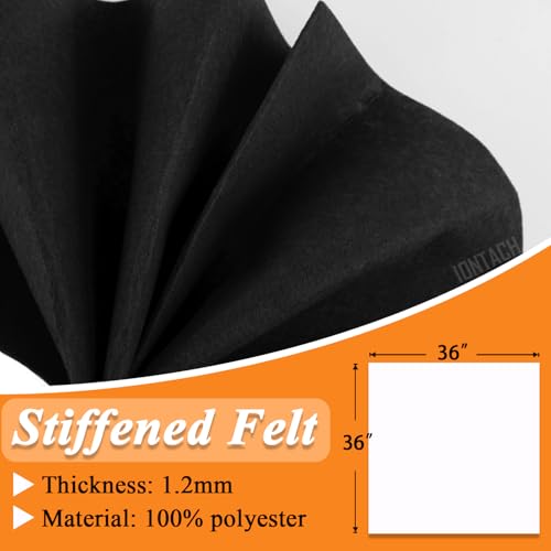 Image of IONTACH 36 inch X 36 inch Black Stiff Felt Fabric 1.2mm Thick | Felt Sheet for Craft, Sewing, Patchwork, Liner Decorations, School Projects, Home Decor