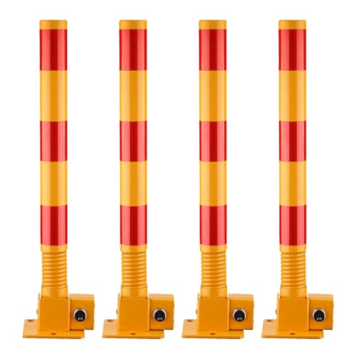 Borne de sécurité en Acier renforcé avec Bandes réfléchissantes - Balise de signalisation pour parkings - Protection extérieure - Visibilité Accrue - Usage Commercial