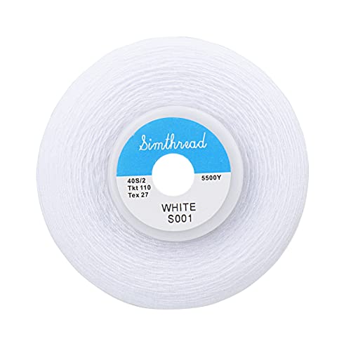 Simthread All Purpose Sewing Thread From 100% Spun Polyester For Serger, Overlock, Merrow, Quilting Sewing 4 Big Cones Of 5000M (5500 Yards) Each - 40S/2 1White + 1Black #TOP1