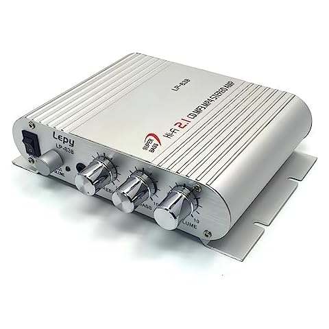 Yoidesu Mini HiFi Audio Power Amplifier Home Stereo Bass Digital Amplifiers 15W x 2 RMS Power Output Auto Car Digital Amp Support & 3.5mm Input High-Power Audio Amplifier(Silver) Cover