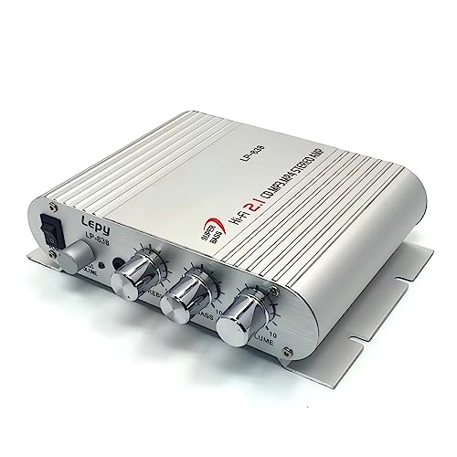 Yoidesu Mini HiFi Audio Power Amplifier Home Stereo Bass Digital Amplifiers 15W x 2 RMS Power Output Auto Car Digital Amp Support & 3.5mm Input High-Power Audio Amplifier(Silver)