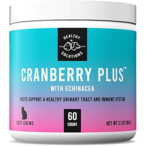 Cranberry Chews for Cats - UTI, Bladder, Kidney, & Urinary Tract Support - Cat Health Supplements Contain Cranberry Extract, Echinacea, Vitamin C, and Astragalus Root - 60 Soft Treats Cover