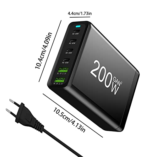 Carregador USB Múltiplo - carregamento rápido mesa 6 portas 200W,Carregador mesa compacto para vário