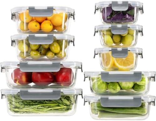 18 Pieces Glass Food Storage Containers with Lids,Airtight Glass Meal Prep Containers,Glass Storage Containers Set for Kitchen,Pantry BPA Free & Leak Proof (9 lids & 9 Containers) - Thumbnail 2