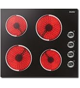 Keramische kookplaat 4 platen Jessier, kookplaten inbouw 60 cm, kookplaat 4 zones met draaiknop...