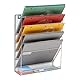 Mind Reader Vertical File Storage Desktop Organizer, Wall Mount, Office, Metal Mesh, 12.75 L x 4 W x 16 H, Silver