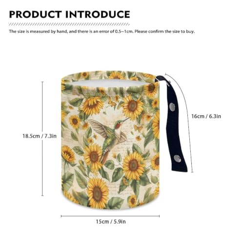 Image of Hummingbird Sunflower Car Trash Can Portable Dustbin Bin Waste Basket Car Accessories Interior for Front Seat, Back Seat, Floor, Headrest
