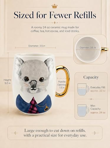 Taza de cerámica animal 24oz con asa dorada miniatura 3