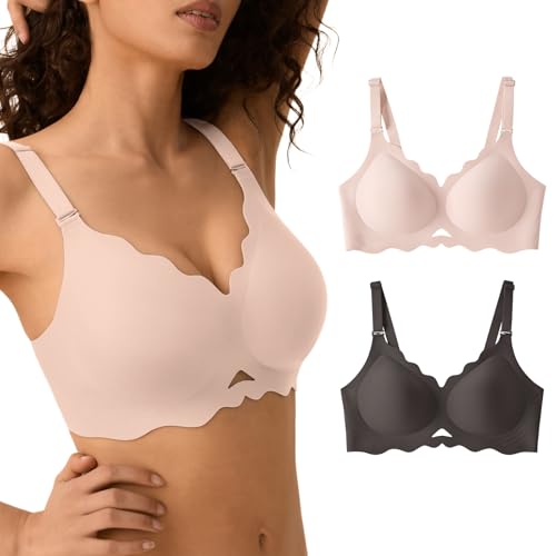 Image of Wireless Jelly Bras for Women No Underwire Seamless Full Coverage Bra with Support Comfort T-Shirt Bralette