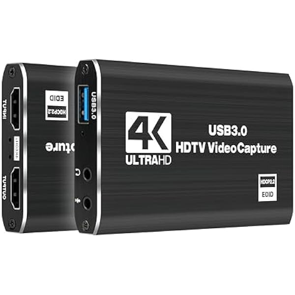 PUSOKEI Karta Przechwytująca Wideo 4K do Przesyłania Strumieniowego, Karta Przechwytująca HDMI na USB 3.0, Praca z kamerą, Konsola do Gier, Komputer PC, OBS