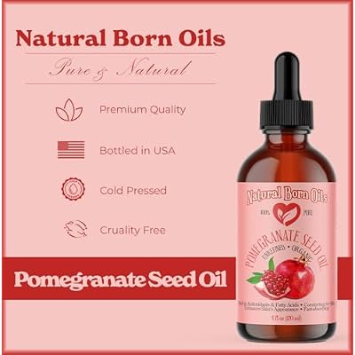 SALE! 4oz Pomegranate Seed Oil, 100% Pure and Natural, Organic and Rich in Antioxidants for Supple, Soft Skin and Hair - Includes Dropper & Pump